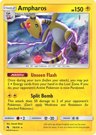 Ampharos 078/214 - SM  Lost Thunder Reverse Holofoil