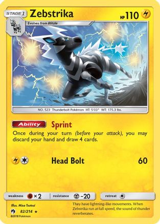 Zebstrika 082/214 - SM  Lost Thunder Reverse Holofoil