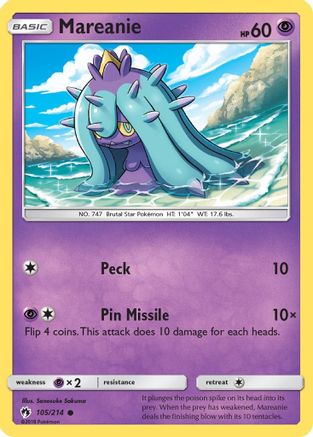 Mareanie 105/214 - SM  Lost Thunder Reverse Holofoil