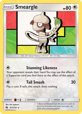 Smeargle 157/214 - SM  Lost Thunder Reverse Holofoil