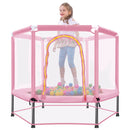 55'' Toddlers Trampoline with Safety Enclosure Net and Balls, Indoor Outdoor Mini Trampoline for Kids