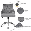 Tufted Upholstered Swivel Computer Desk Chair with Nailed Tri