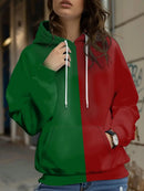 Womens Retro Plaid Patchwork Printed Hoodie