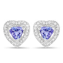 1.18 Carat Genuine Tanzanite & White Topaz .925 Sterling Silver Earrings