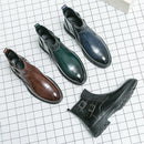 Short High-top Slip-on Leather Boots