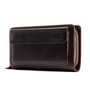 Double Zipper Cowhide Clutch Wallet