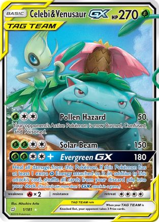 Celebi & Venusaur GX 001/181 - SM  Team Up Holofoil