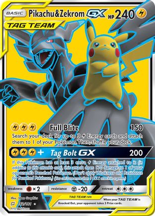 Pikachu & Zekrom GX (Full Art) 162/181 - SM  Team Up Holofoil