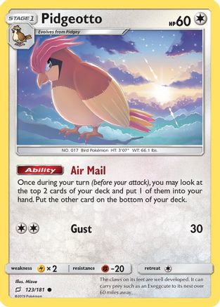 Pidgeotto 123/181 - SM  Team Up Reverse Holofoil