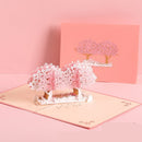 3D Sakura Kissing Lover Greeting Card