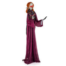 6 Feet Halloween Animatronic Standing Girl Holding Book with Sound-Activated Light-up Eyes and Moving Arms & Head