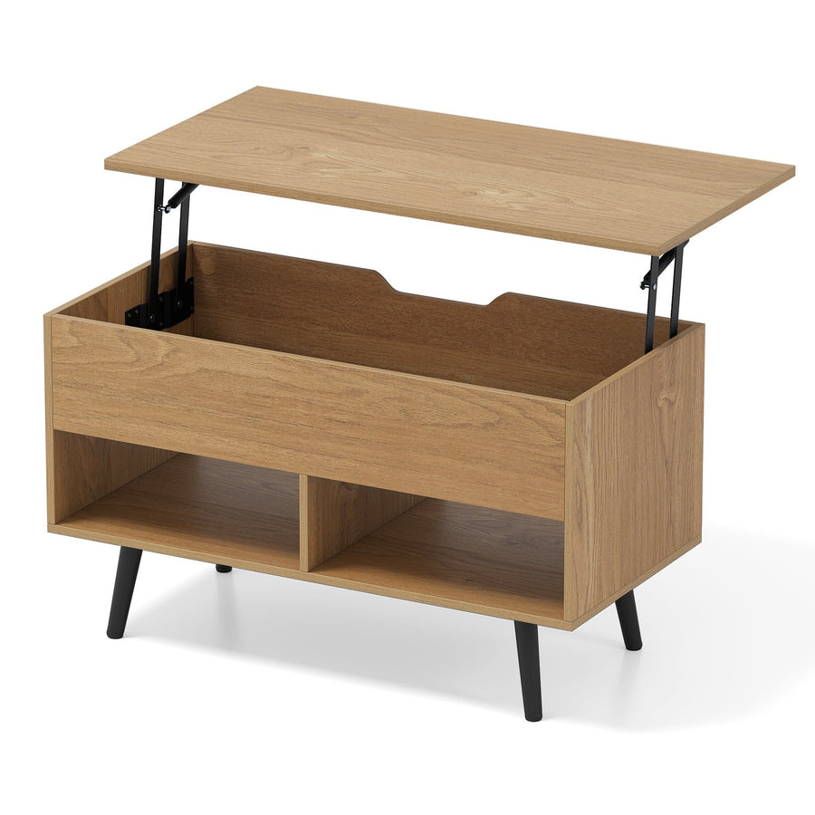 31.5 Inch Lift-Top Coffee Table with Hidden Storage and 2 Open Shelves