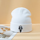 Halloween Dark Embroidered Ghost Skeleton Knitted Hat
