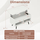 31.5 Inch Lift-Top Coffee Table with Hidden Storage and 2 Open Shelves