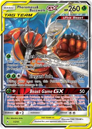 Pheromosa & Buzzwole GX 001/214 - SM  Unbroken Bonds Holofoil