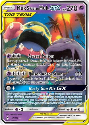 Muk & Alolan Muk GX 061/214 - SM  Unbroken Bonds Holofoil