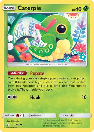 Caterpie 002/214 - SM  Unbroken Bonds Reverse Holofoil