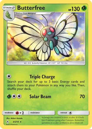 Butterfree 004/214 - SM  Unbroken Bonds Reverse Holofoil