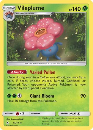 Vileplume 008/214 - SM  Unbroken Bonds Holofoil