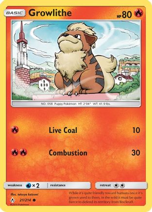 Growlithe 021/214 - SM  Unbroken Bonds Reverse Holofoil