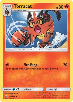 Torracat 028/214 - SM  Unbroken Bonds Reverse Holofoil