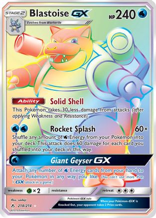Blastoise GX (Secret) 218/214 - SM  Unbroken Bonds Holofoil