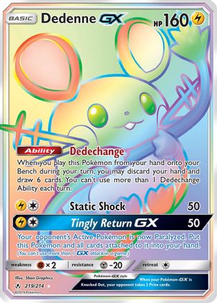 Dedenne GX (Secret) 219/214 - SM  Unbroken Bonds Holofoil