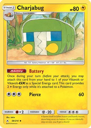 Charjabug 058/214 - SM  Unbroken Bonds Reverse Holofoil