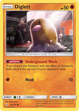 Diglett 085/214 - SM  Unbroken Bonds Reverse Holofoil
