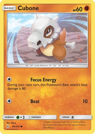 Cubone 090/214 - SM  Unbroken Bonds Reverse Holofoil