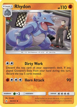 Rhydon 094/214 - SM  Unbroken Bonds Reverse Holofoil
