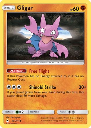 Gligar 098/214 - SM  Unbroken Bonds Reverse Holofoil