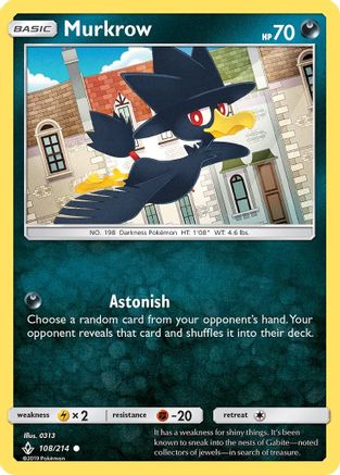 Murkrow 108/214 - SM  Unbroken Bonds Reverse Holofoil
