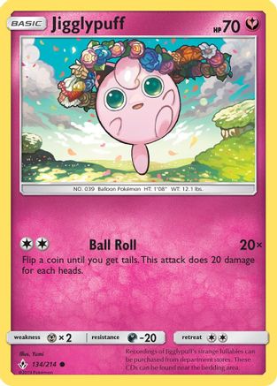 Jigglypuff 134/214 - SM  Unbroken Bonds Reverse Holofoil