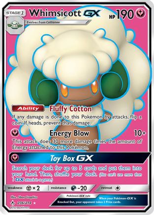 Whimsicott GX (Full Art) 206/214 - SM  Unbroken Bonds Holofoil