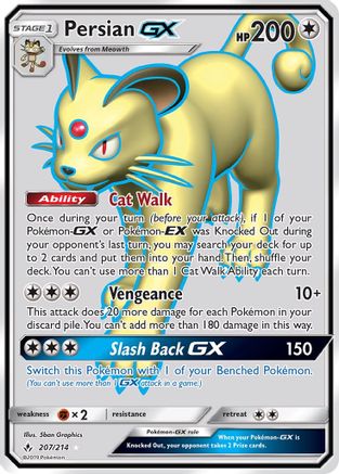 Persian GX (Full Art) 207/214 - SM  Unbroken Bonds Holofoil