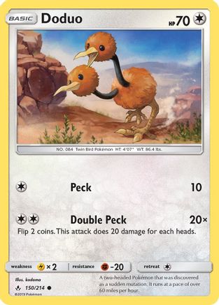 Doduo 150/214 - SM  Unbroken Bonds Reverse Holofoil