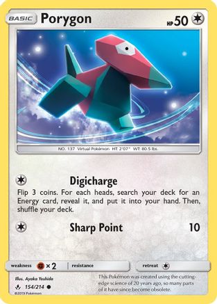 Porygon 154/214 - SM  Unbroken Bonds Reverse Holofoil