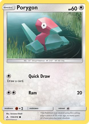 Porygon 155/214 - SM  Unbroken Bonds Reverse Holofoil