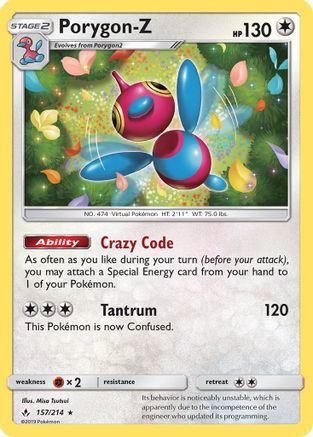 Porygon-Z 157/214 - SM  Unbroken Bonds Reverse Holofoil