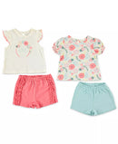 Chickpea Baby Girls 4-Pc. T-Shirts and Shorts Set, 3-6 Months