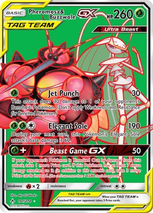 Pheromosa & Buzzwole GX  (Full Art) 191/214 - SM  Unbroken Bonds Holofoil