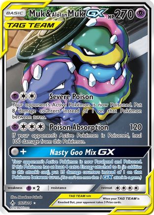 Muk & Alolan Muk GX  (Full Art) 197/214 - SM  Unbroken Bonds Holofoil