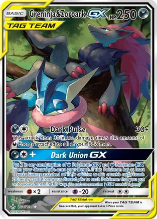 Greninja & Zoroark GX  (Alternate Full Art) 201/214 - SM  Unbroken Bonds Holofoil