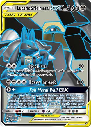Lucario & Melmetal GX (Full Art) 203/214 - SM  Unbroken Bonds Holofoil