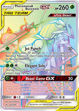 Pheromosa & Buzzwole GX (Secret) 215/214 - SM  Unbroken Bonds Holofoil