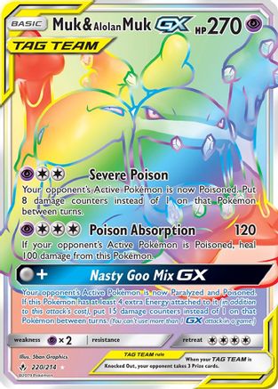 Muk & Alolan Muk GX (Secret) 220/214 - SM  Unbroken Bonds Holofoil