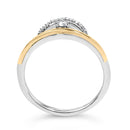 14K Yellow Gold Plated Sterling Silver 1/10 Cttw Diamond Arc Ring