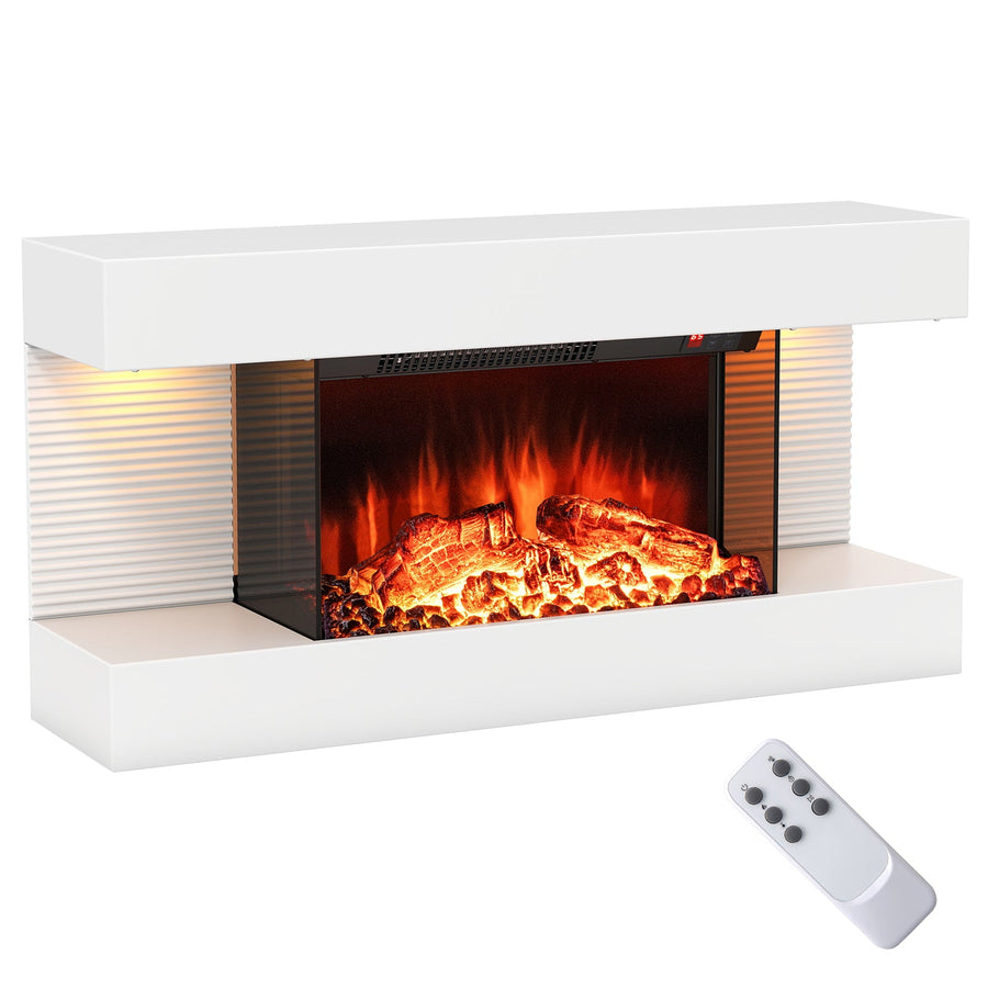 18/36 Inch 3-Sided Wall Mounted Electric Fireplace with 32/50 Inch Wide Floating Mantle