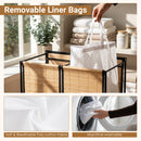 2-Section Laundry Hamper with Lid and Wheels, 18.5 Gal